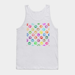 Colorful vibrant colored doodle paw prints Tank Top